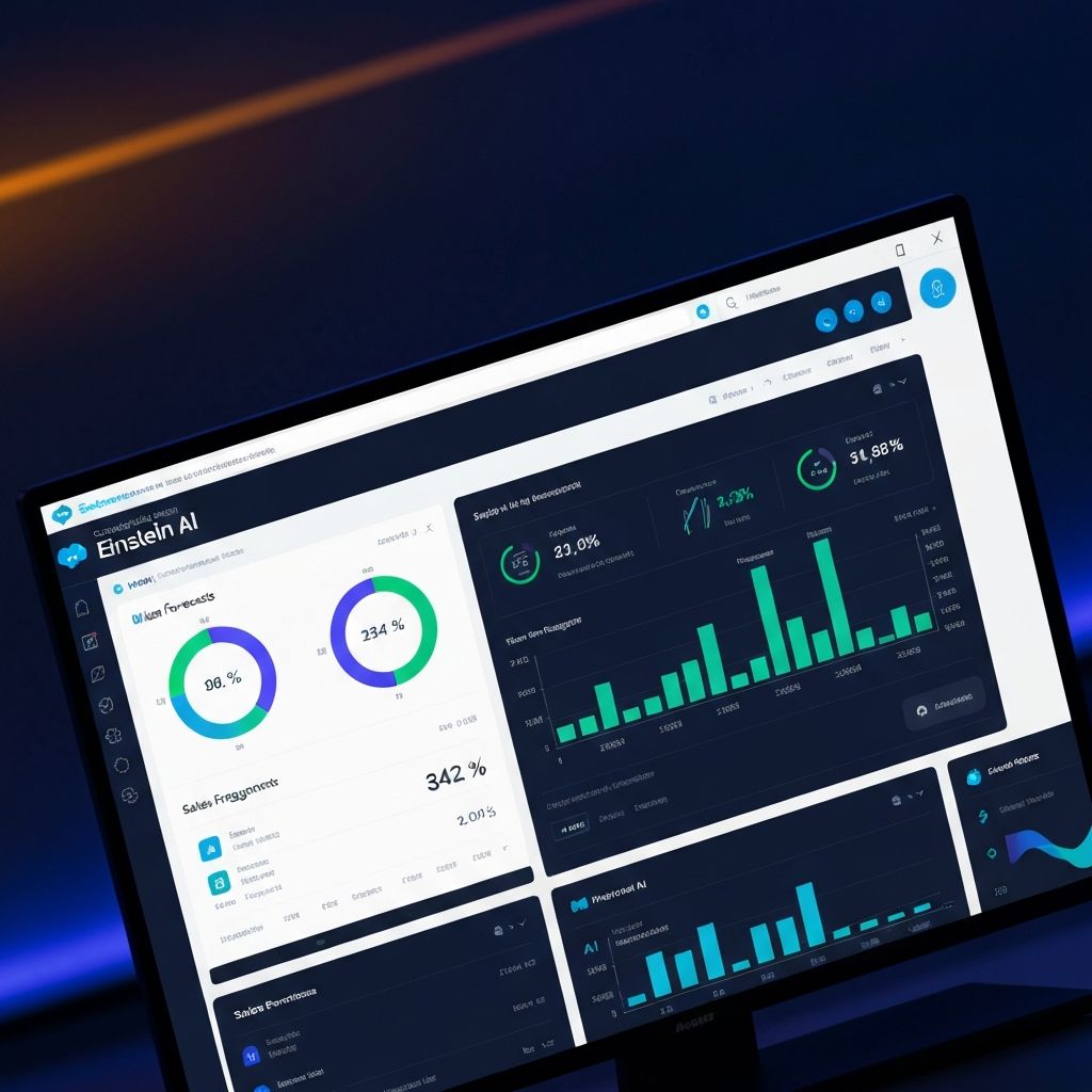 Salesforce Einstein AI dashboard showing predictive lead scores and opportunity insights