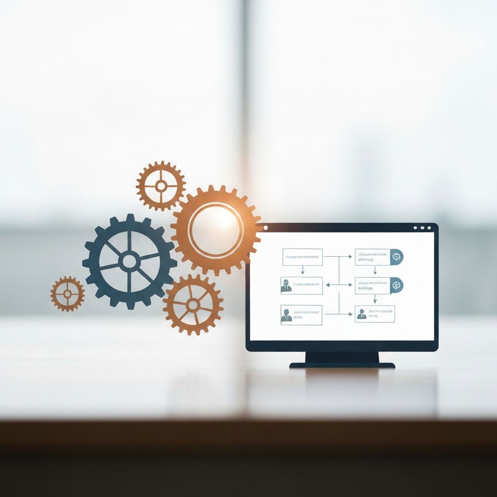 Small business owner using AI automation tools on laptop